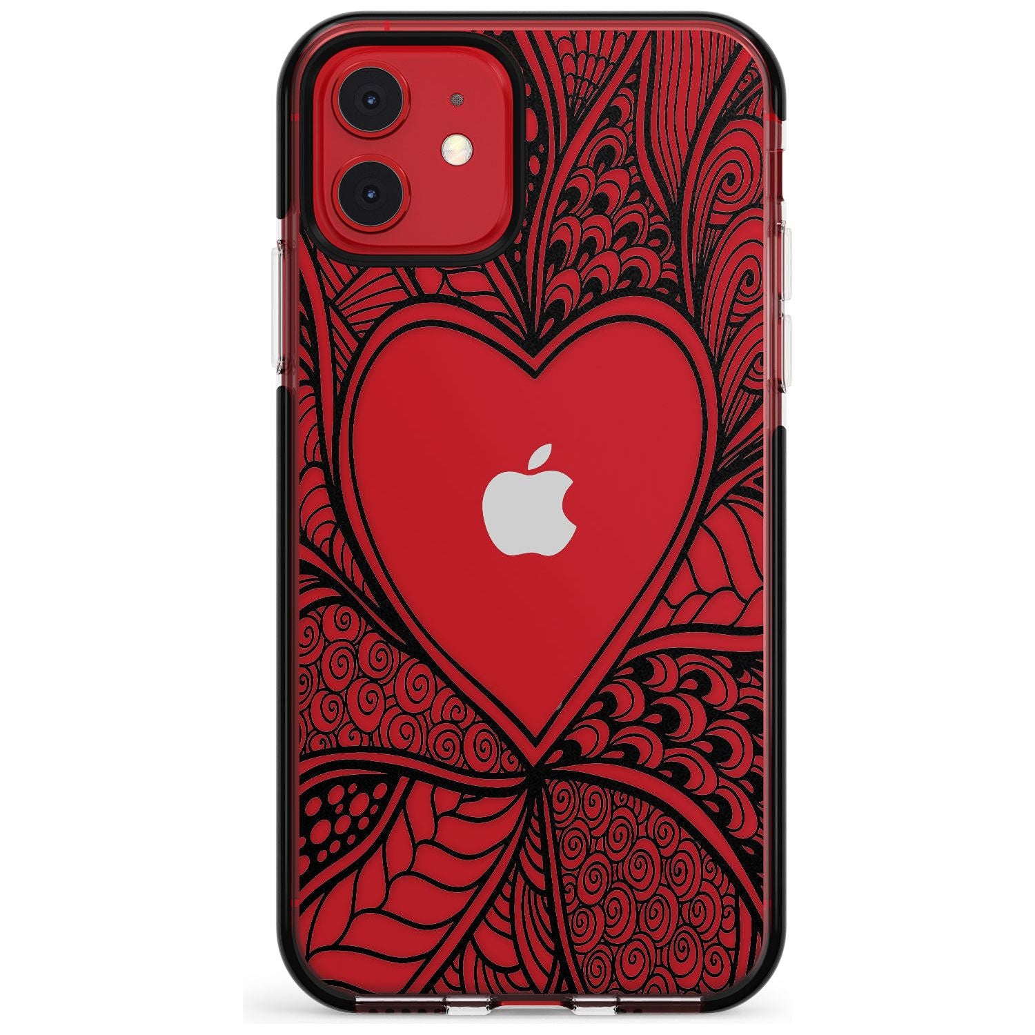 Black Henna Heart Black Impact Phone Case for iPhone 11 Pro Max