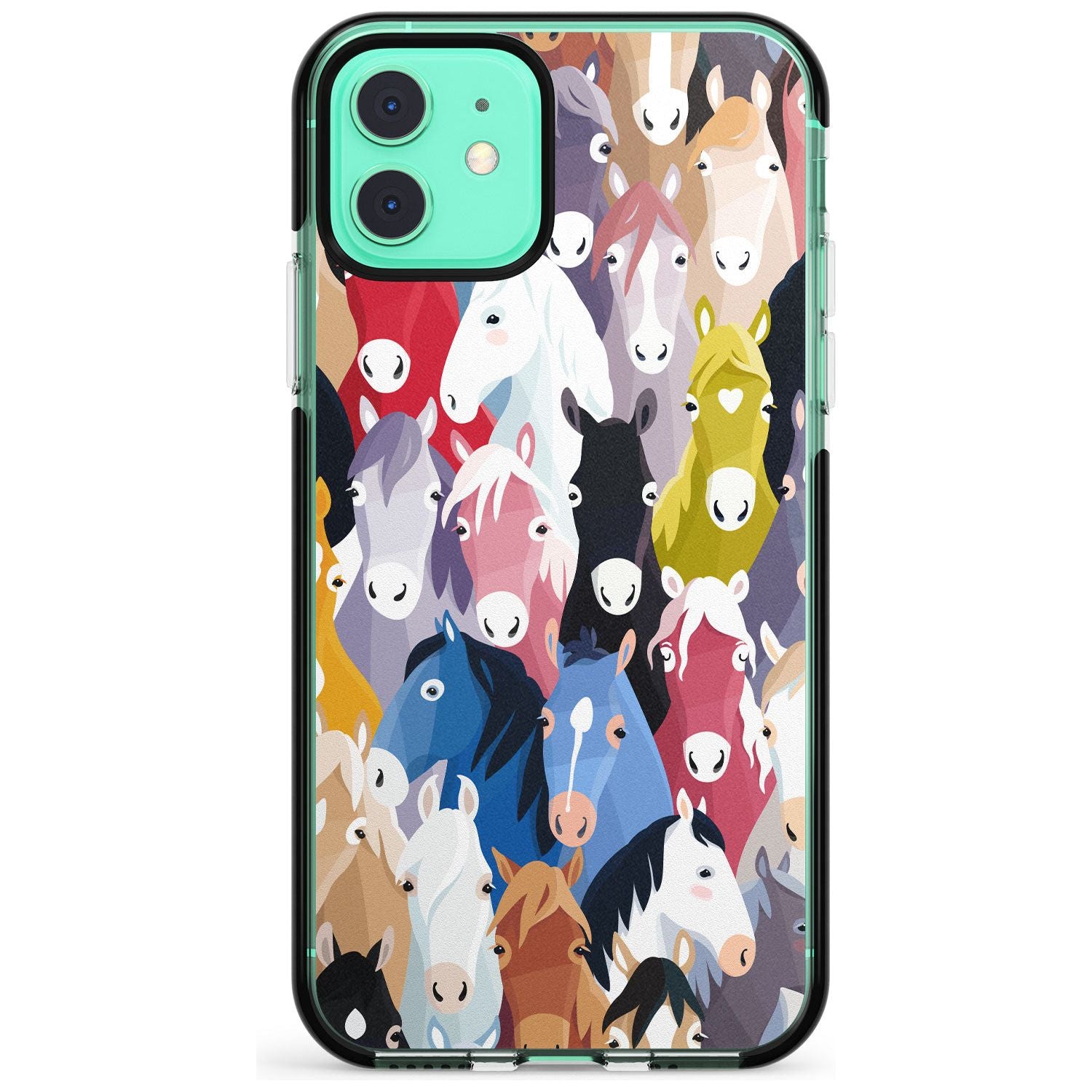 Colourful Horse Pattern Black Impact Phone Case for iPhone 11 Pro Max