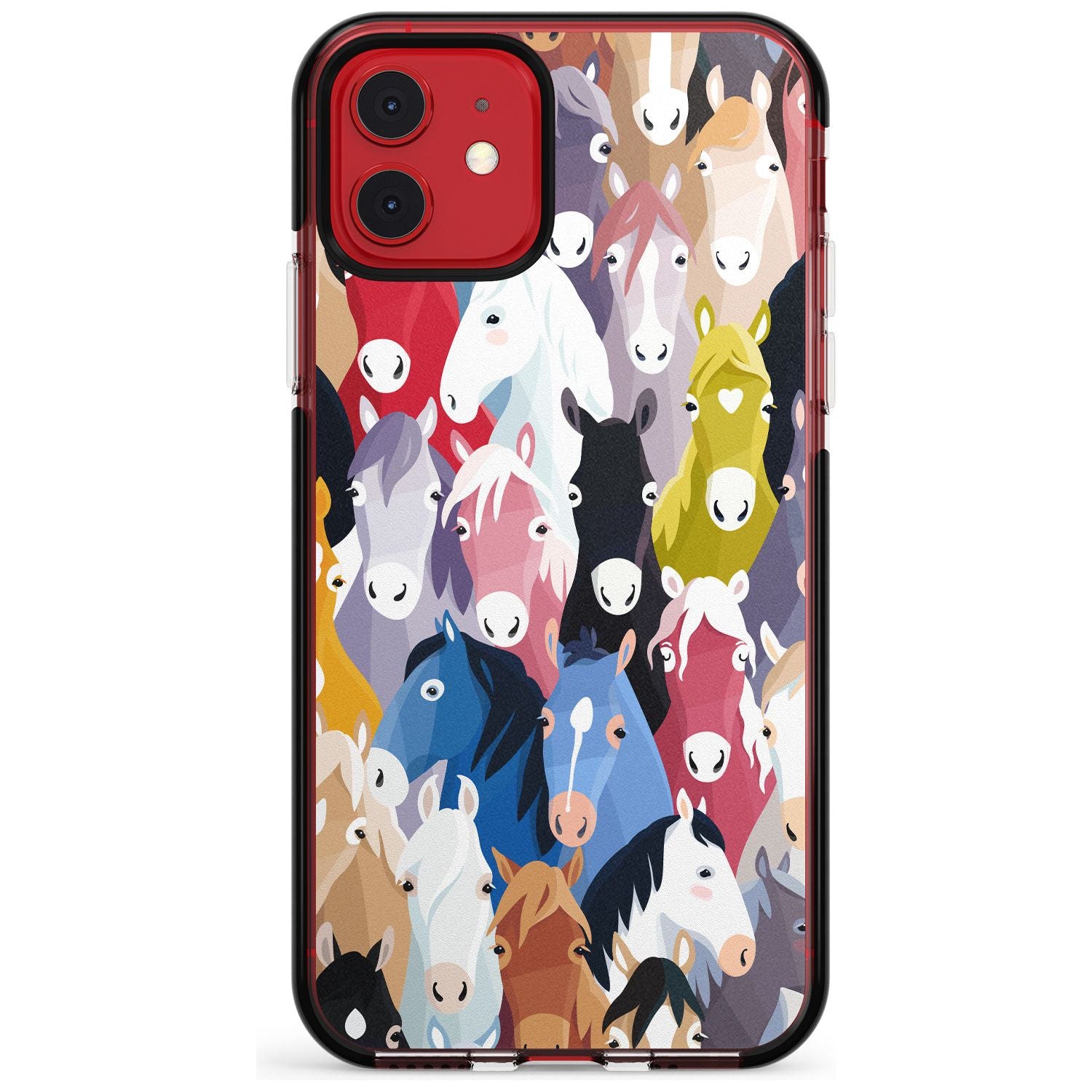 Colourful Horse Pattern Black Impact Phone Case for iPhone 11 Pro Max