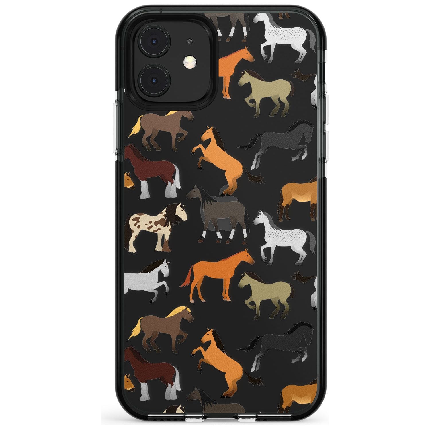 Horse Pattern Black Impact Phone Case for iPhone 11 Pro Max