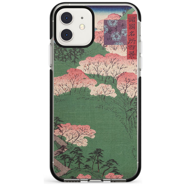 Japanese Illustration Cherry Blossom Forest Phone Case iPhone 11 / Black Impact Case,iPhone 12 Mini / Black Impact Case Blanc Space
