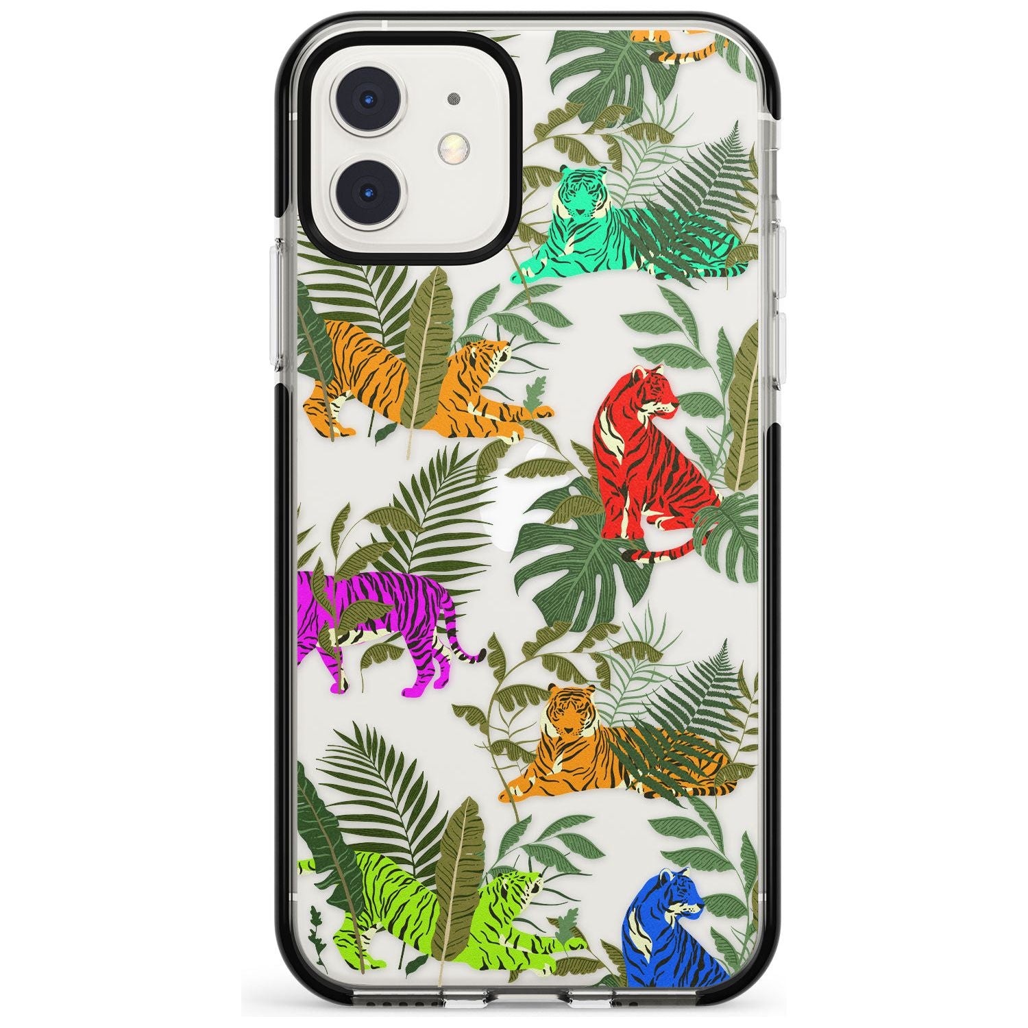 Colourful Tiger Jungle Cat Pattern Black Impact Phone Case for iPhone 11