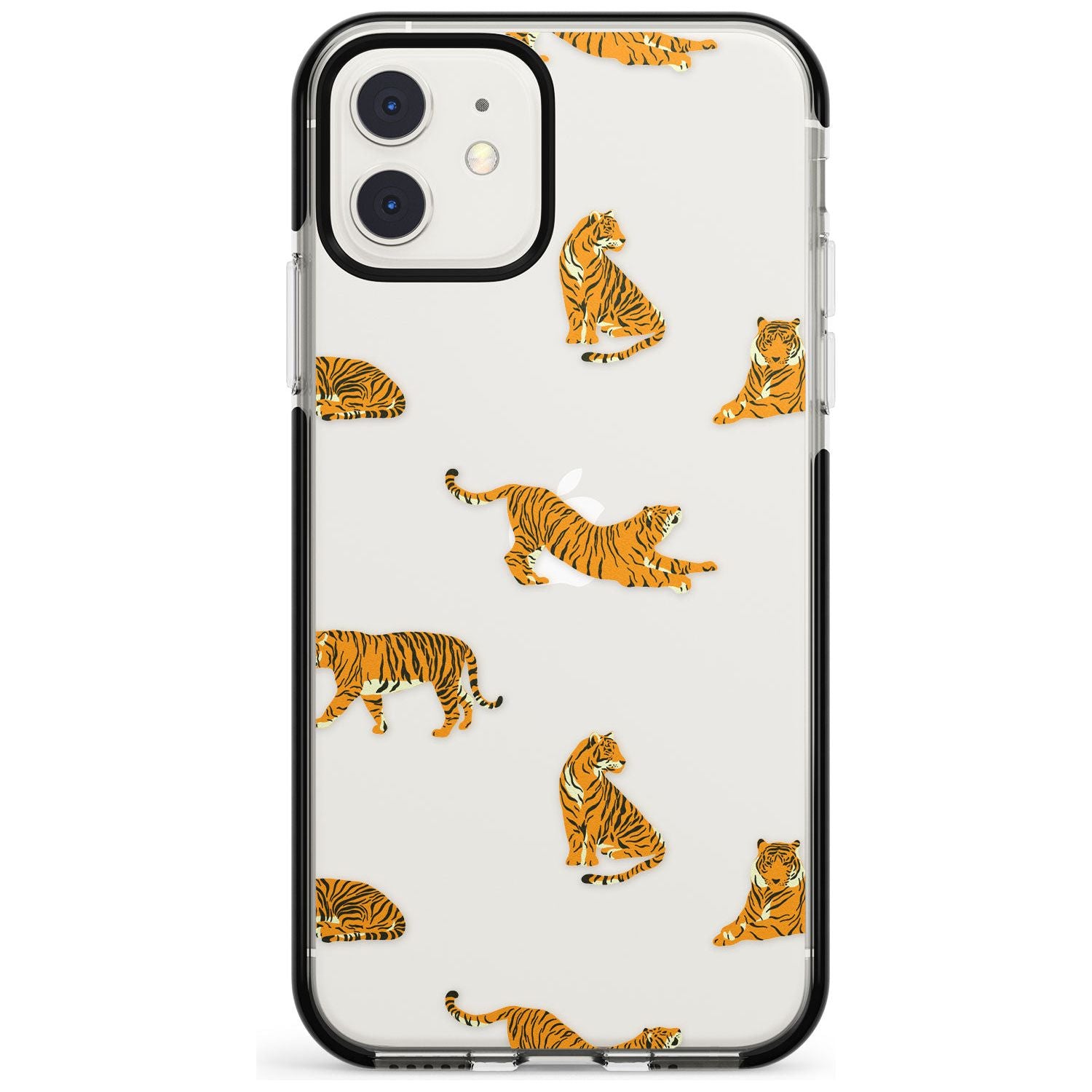 Clear Tiger Jungle Cat Pattern Black Impact Phone Case for iPhone 11