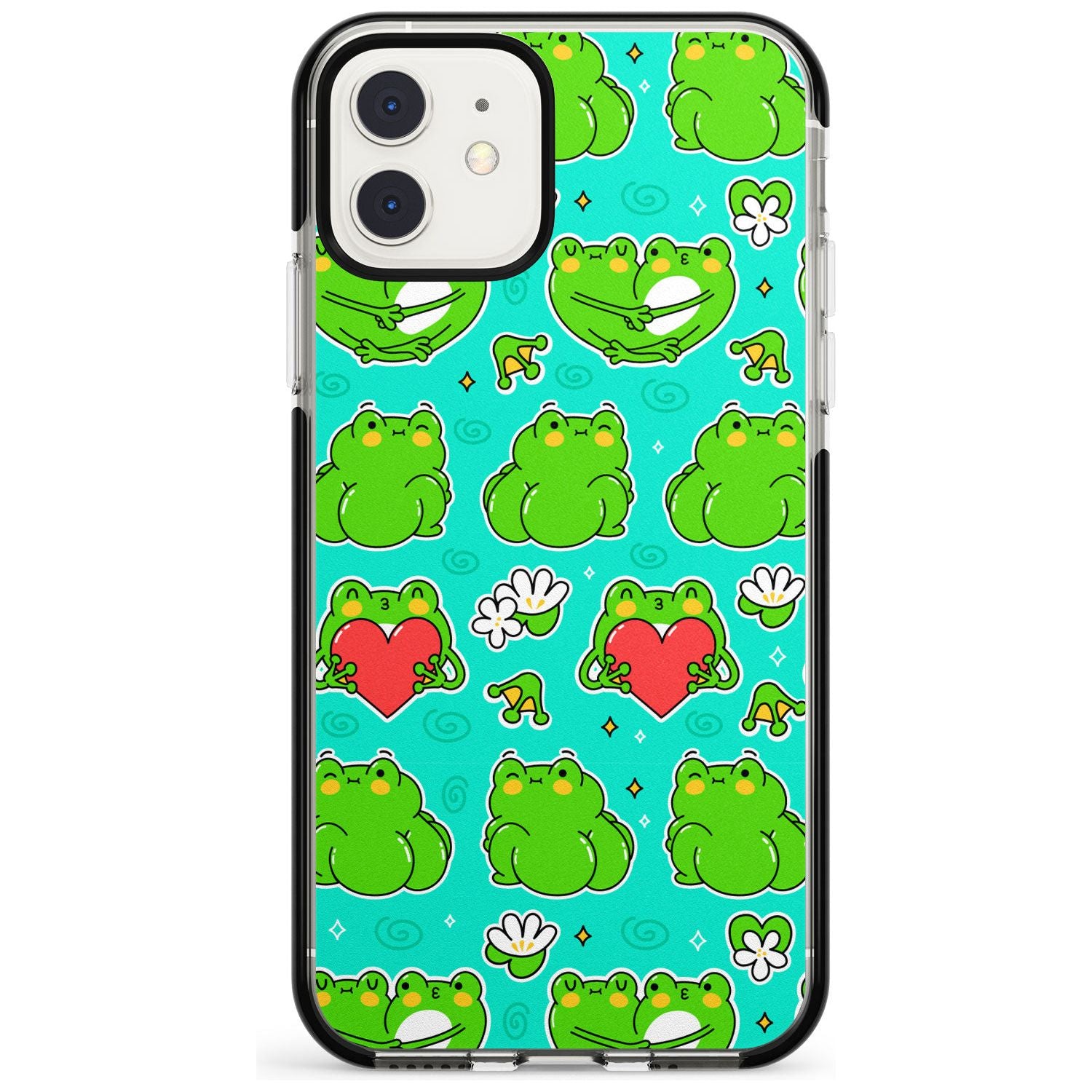 Frog Booty Kawaii Pattern Black Impact Phone Case for iPhone 11 Pro Max
