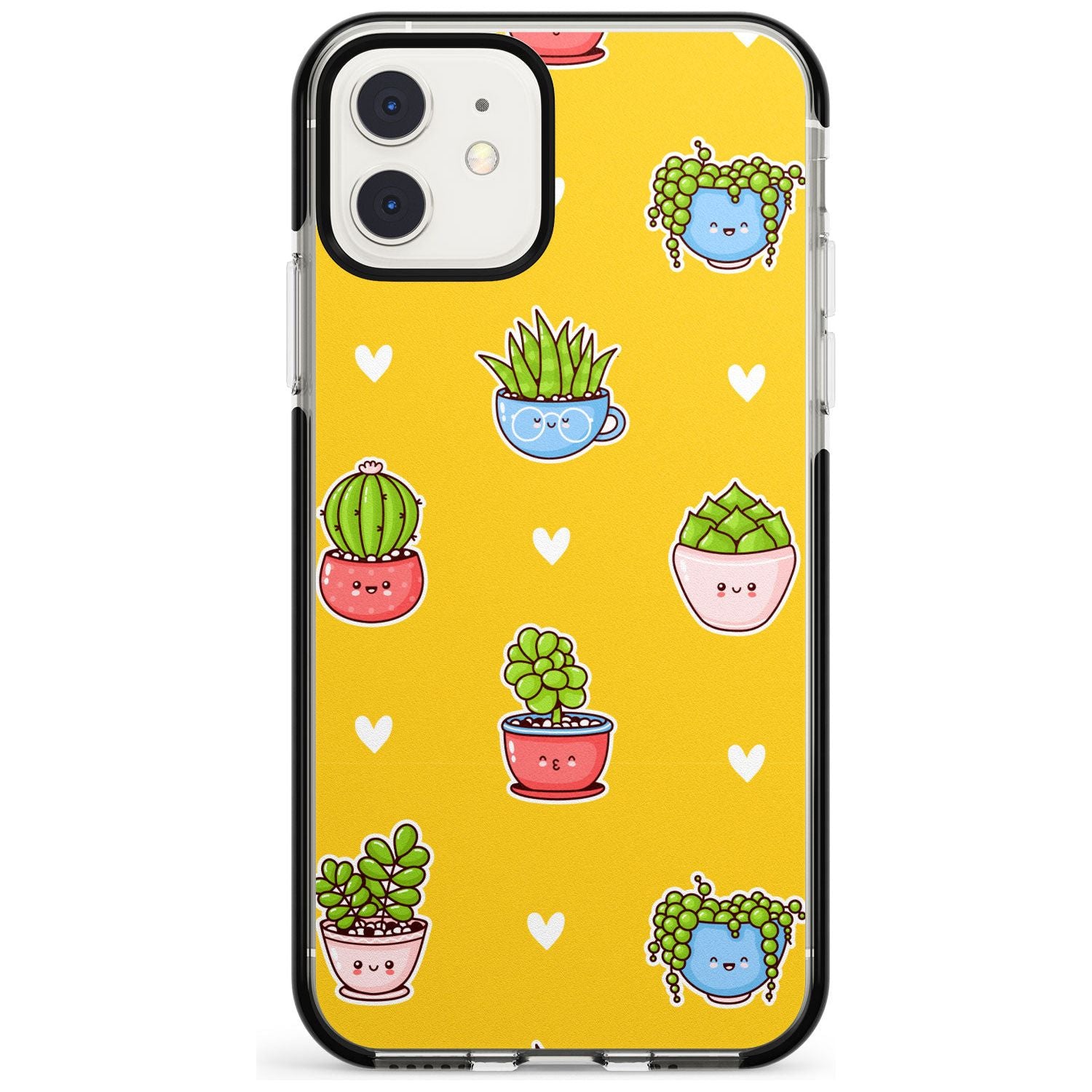 Plant Faces Kawaii Pattern Black Impact Phone Case for iPhone 11 Pro Max
