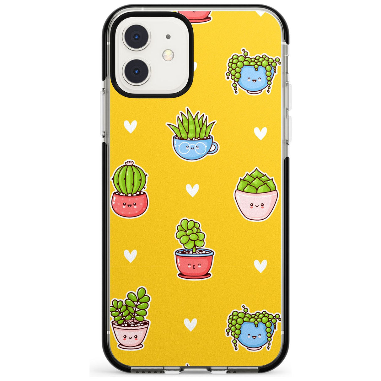 Plant Faces Kawaii Pattern Black Impact Phone Case for iPhone 11 Pro Max