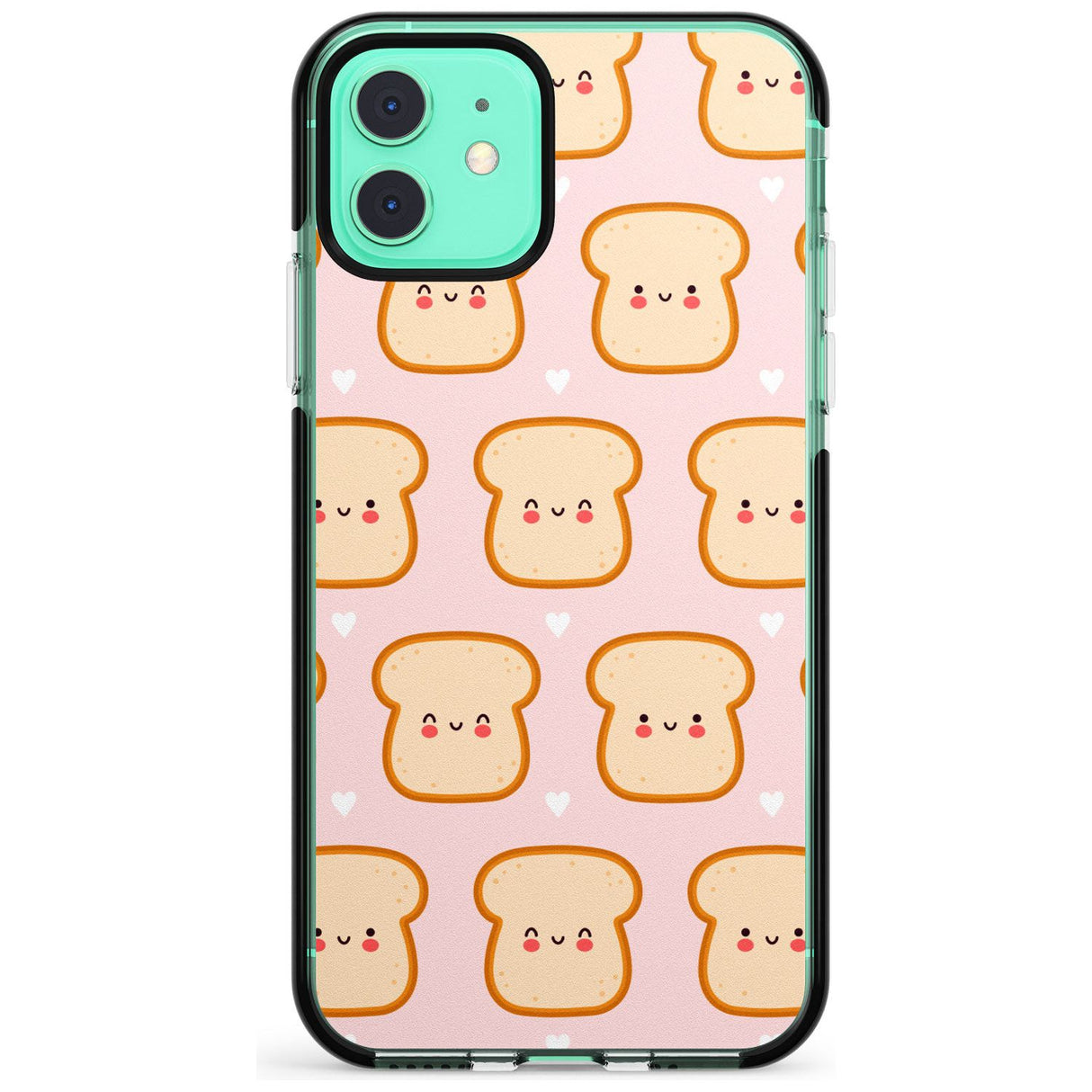 Bread Faces Kawaii Pattern Black Impact Phone Case for iPhone 11 Pro Max