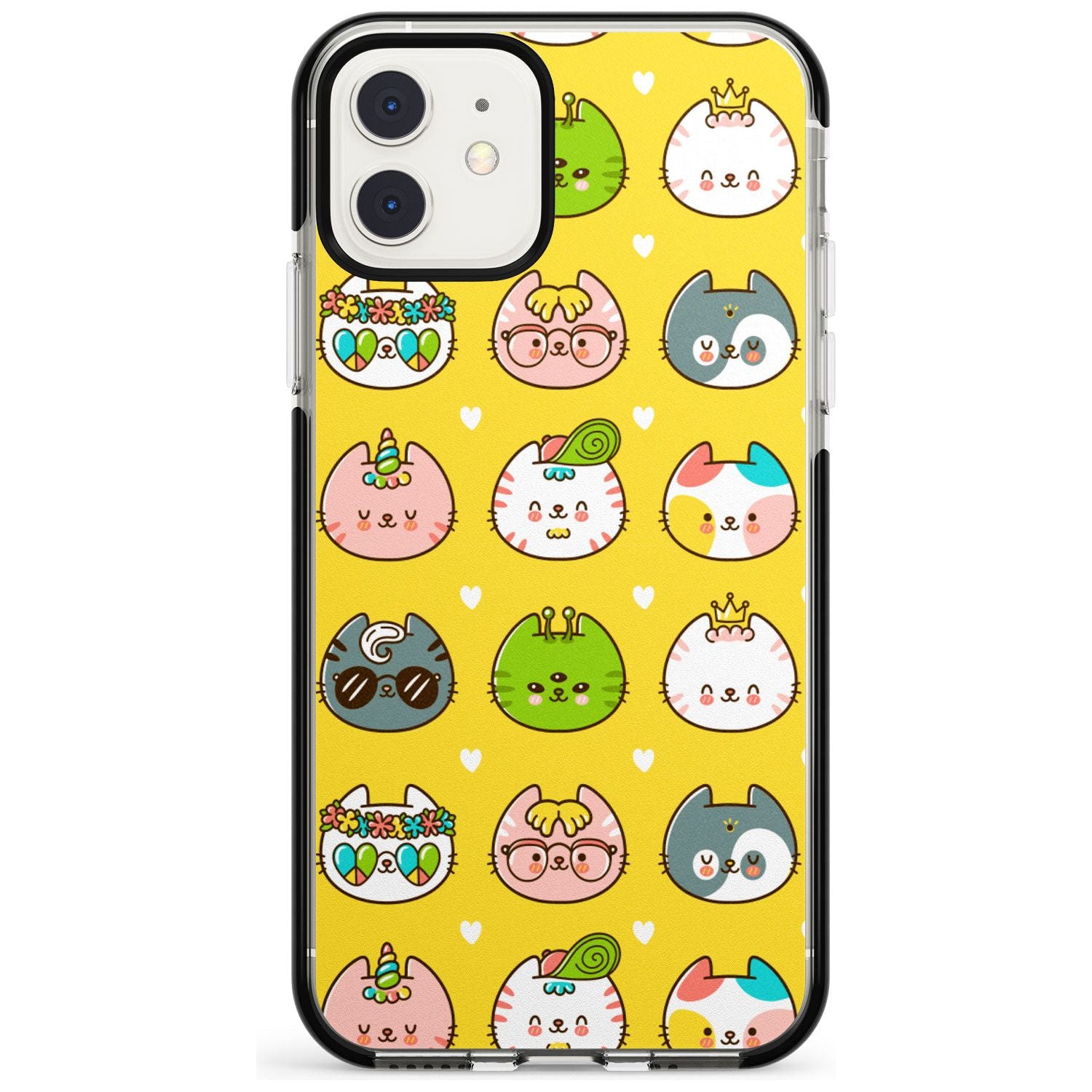 Mythical Cats Kawaii Pattern Black Impact Phone Case for iPhone 11 Pro Max