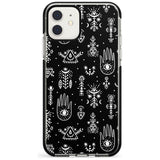 Tribal Palms - White on Black Black Impact Phone Case for iPhone 11