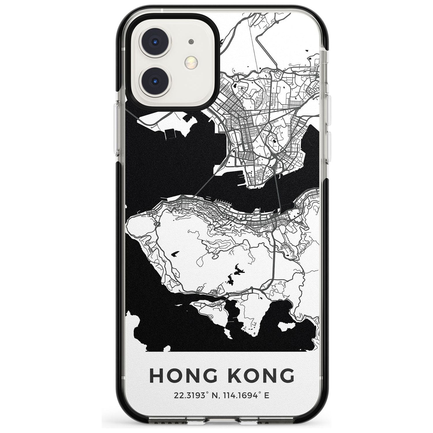 Map of Hong Kong Black Impact Phone Case for iPhone 11