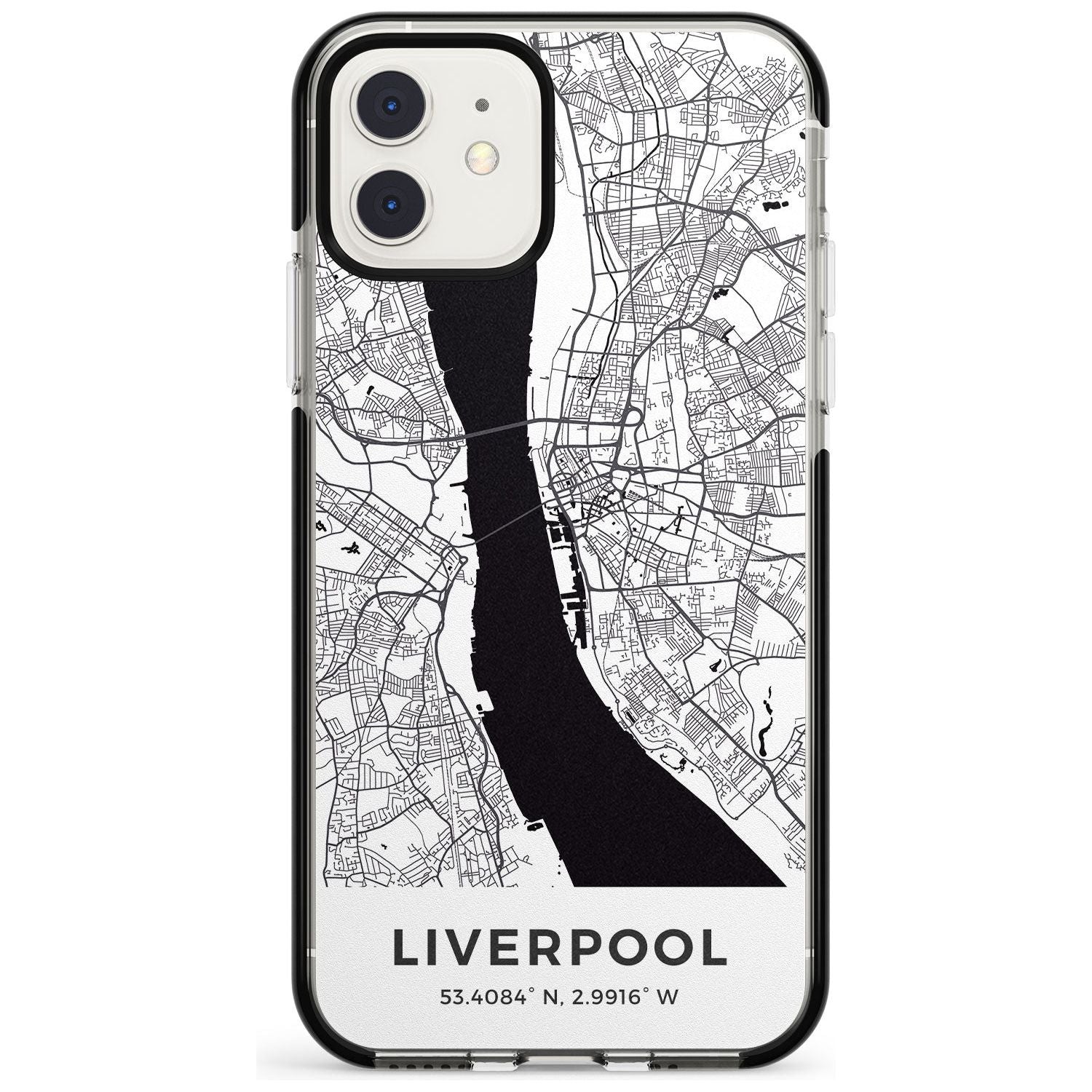 Map of Liverpool, England Black Impact Phone Case for iPhone 11