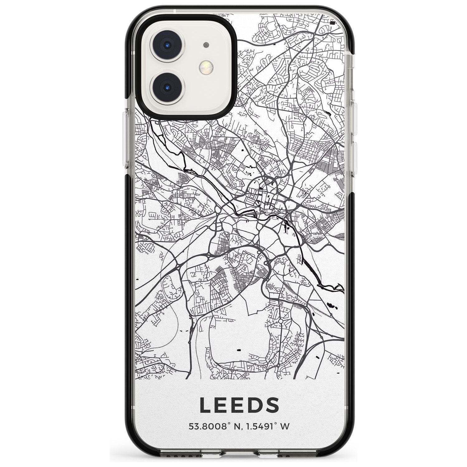 Map of Leeds, England Black Impact Phone Case for iPhone 11