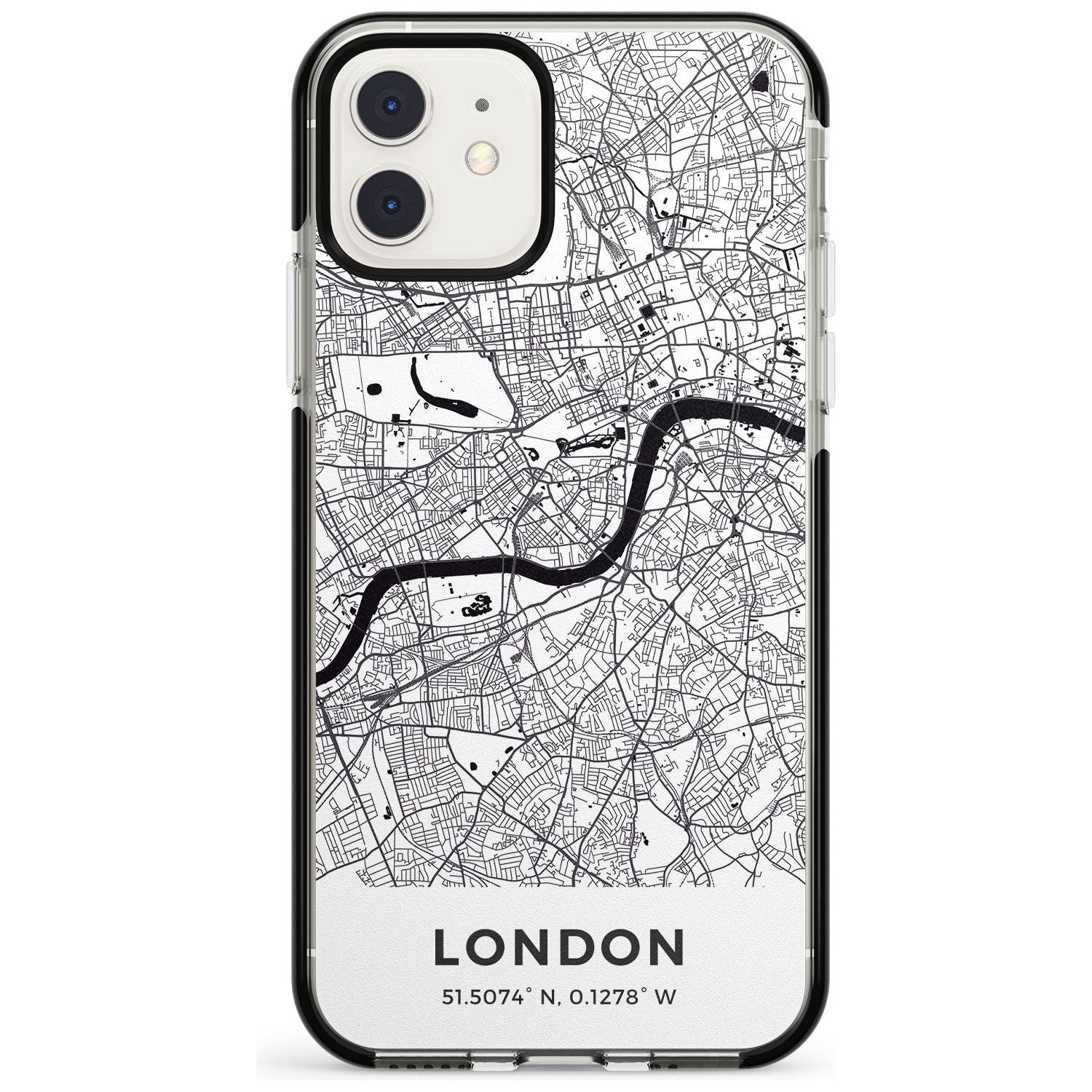 Map of London, England Black Impact Phone Case for iPhone 11