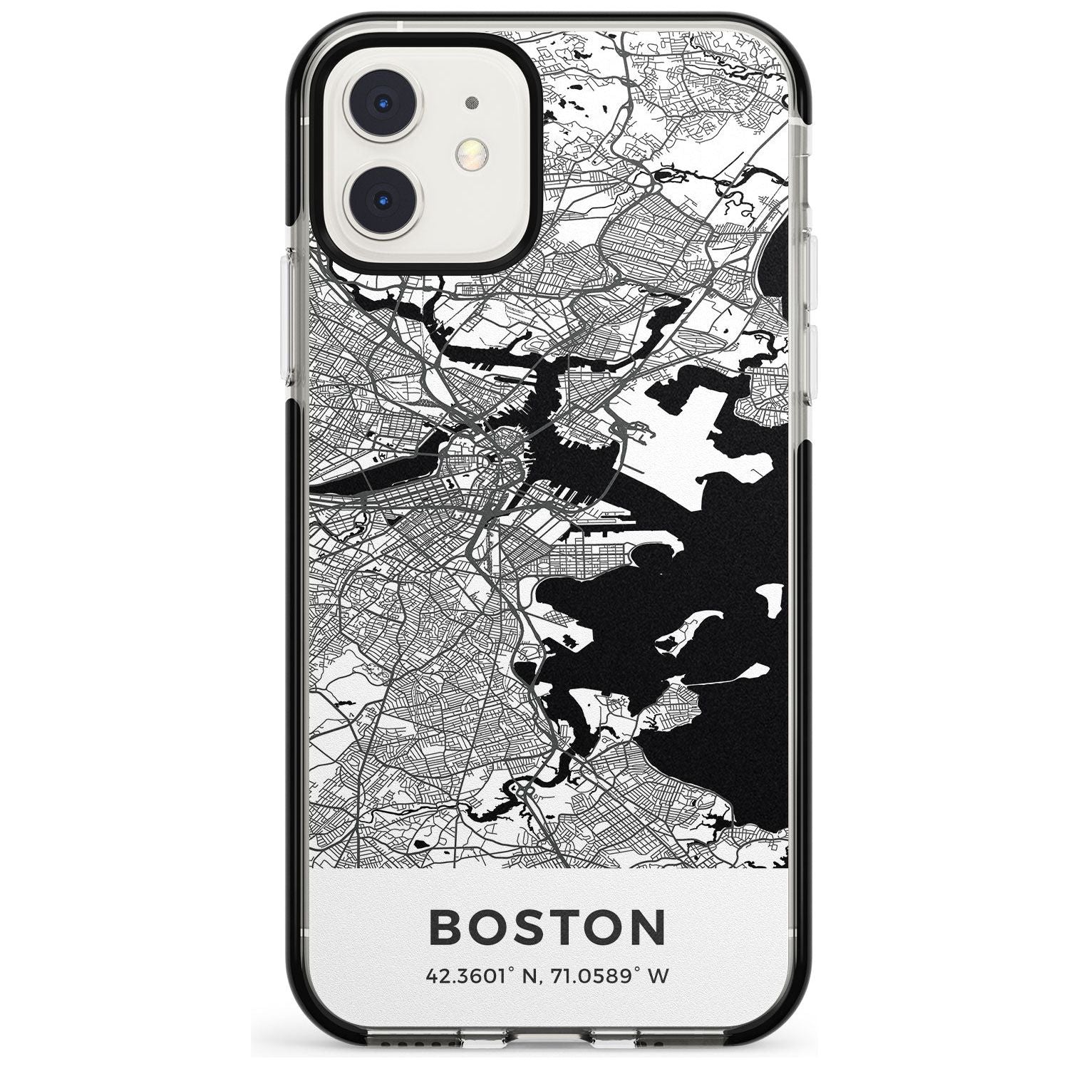 Map of Boston, Massachusetts Black Impact Phone Case for iPhone 11