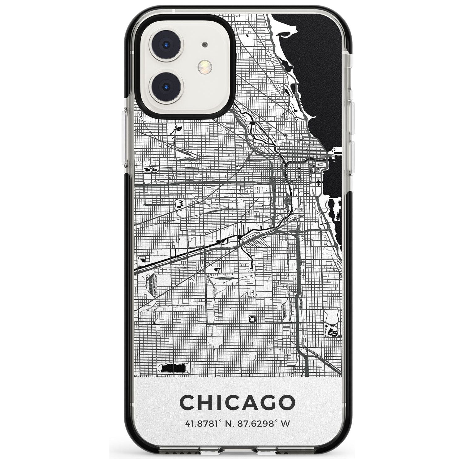 Map of Chicago, Illinois Black Impact Phone Case for iPhone 11