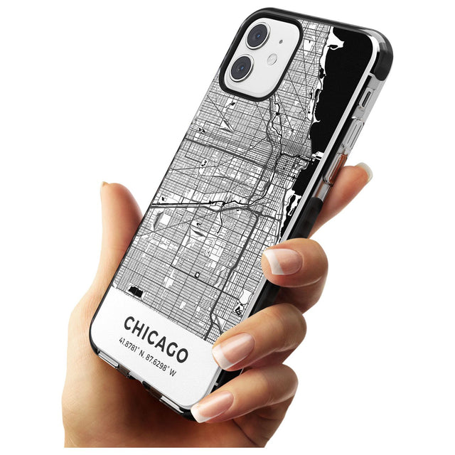 Map of Chicago, Illinois Black Impact Phone Case for iPhone 11