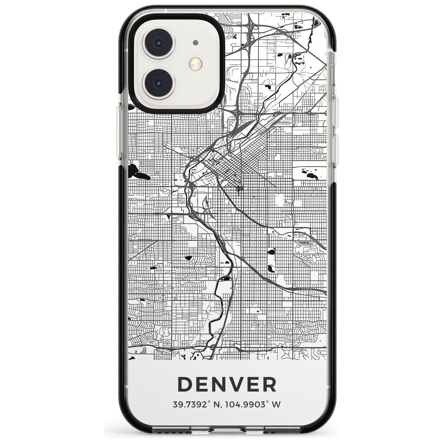 Map of Denver, Colorado Black Impact Phone Case for iPhone 11