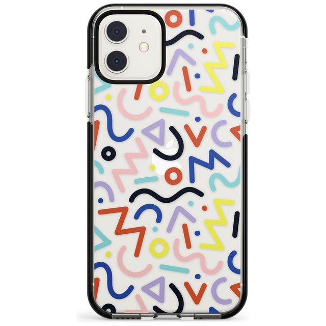 Colourful Squiggles Memphis Retro Pattern Design Black Impact Phone Case for iPhone 11