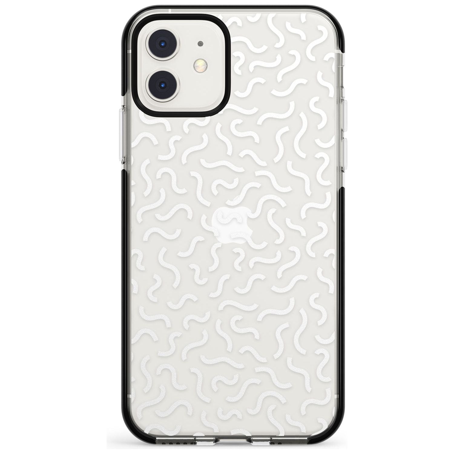 White Wavy Squiggles Memphis Retro Pattern Design Black Impact Phone Case for iPhone 11