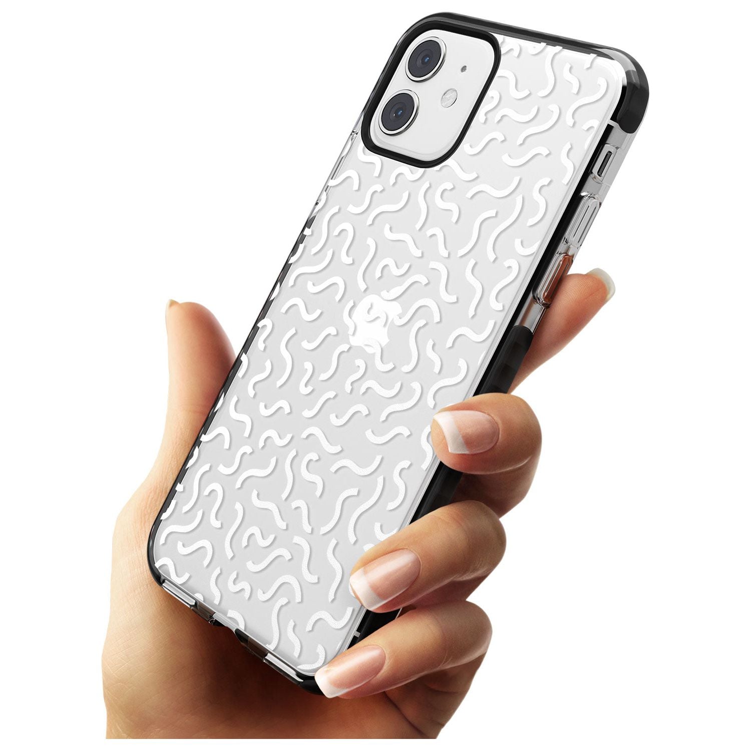 White Wavy Squiggles Memphis Retro Pattern Design Black Impact Phone Case for iPhone 11