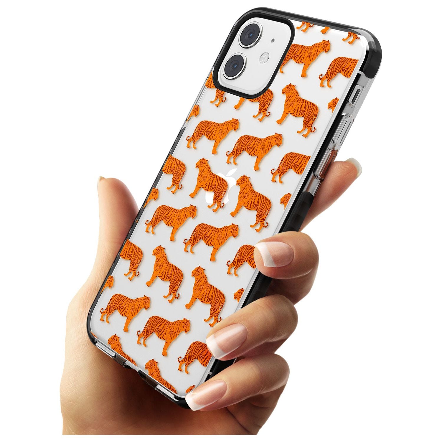 Tigers on Clear Pattern Black Impact Phone Case for iPhone 11