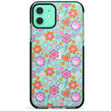 Peace, Love and Flowers Pattern Black Impact Phone Case for iPhone 11 Pro Max