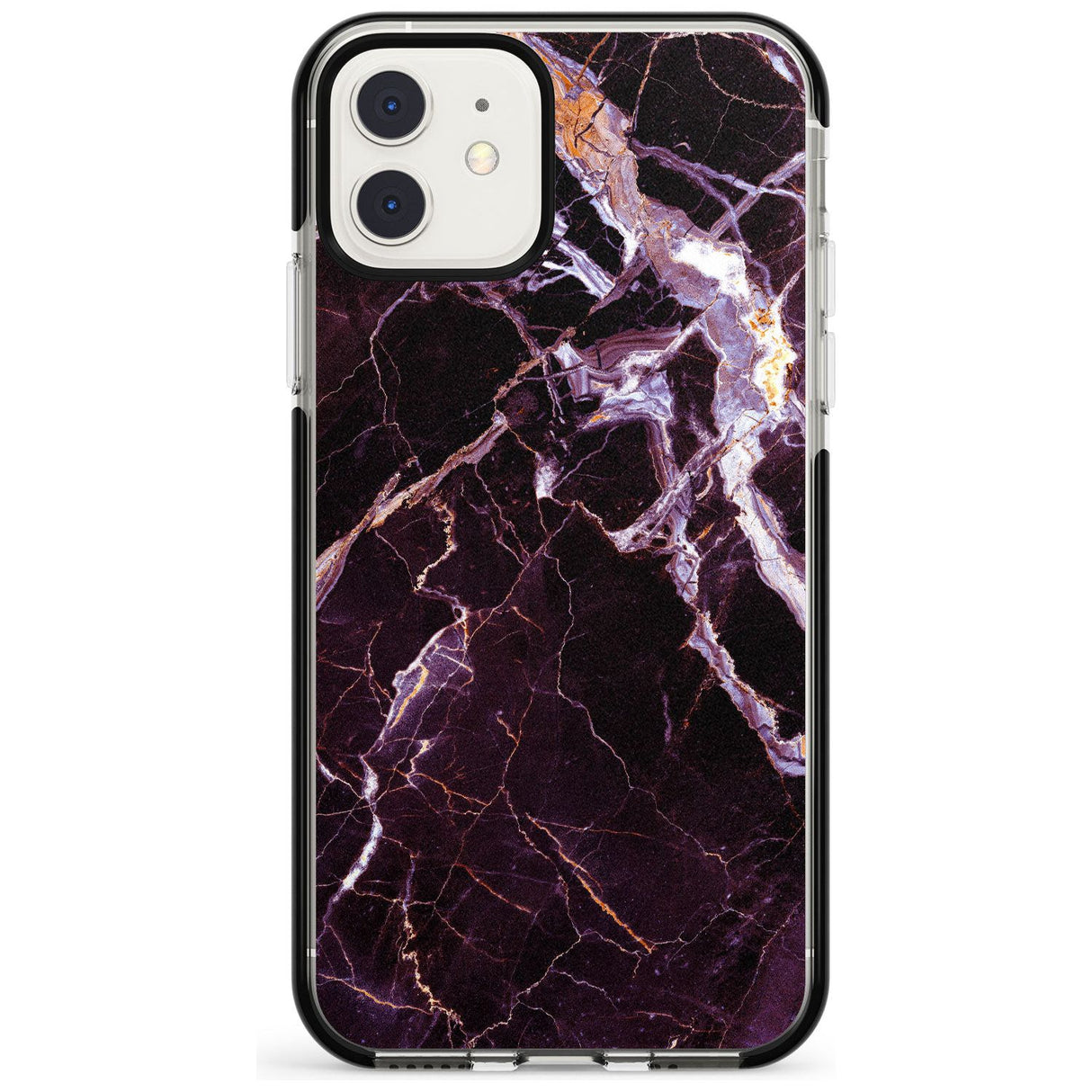 Black, Purple & Yellow shattered Marble Black Impact Phone Case for iPhone 11