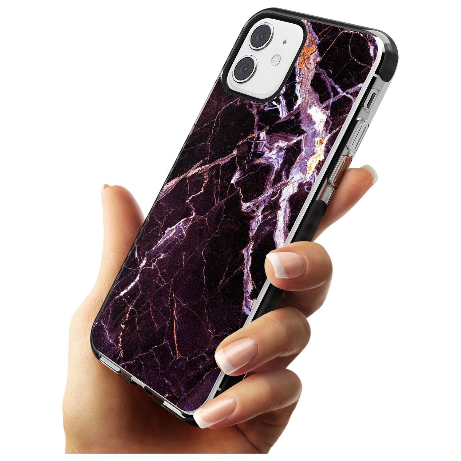 Black, Purple & Yellow shattered Marble Black Impact Phone Case for iPhone 11