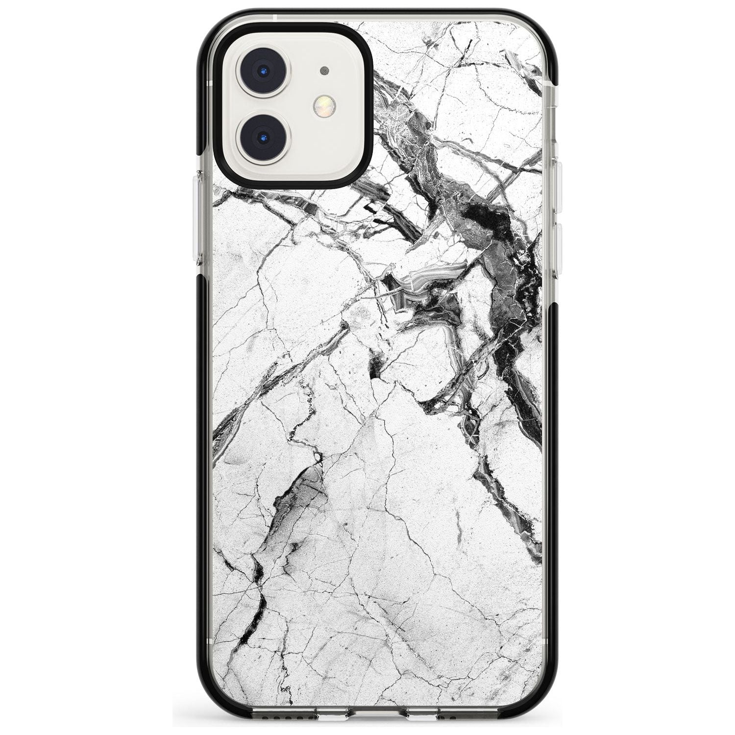 Black & White Stormy Marble Black Impact Phone Case for iPhone 11