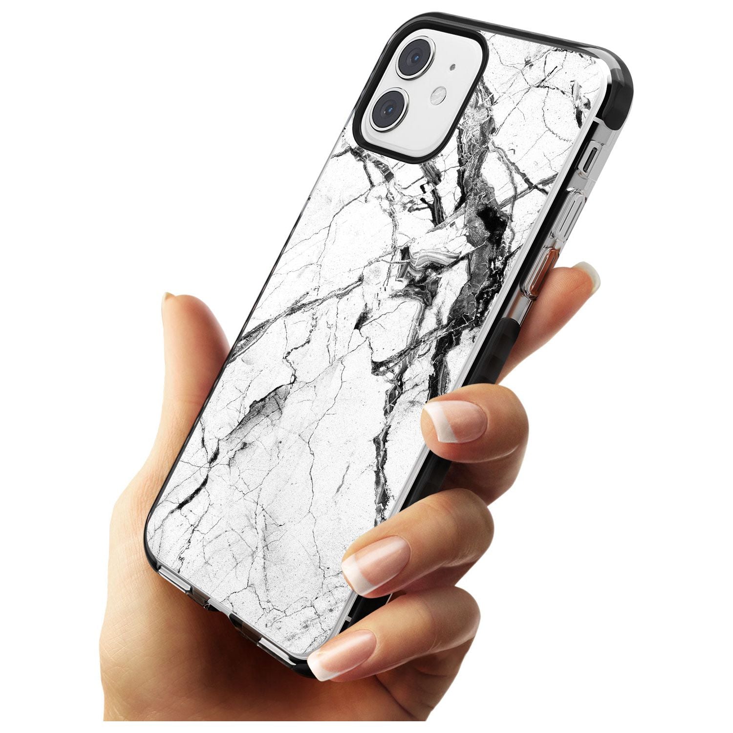 Black & White Stormy Marble Black Impact Phone Case for iPhone 11