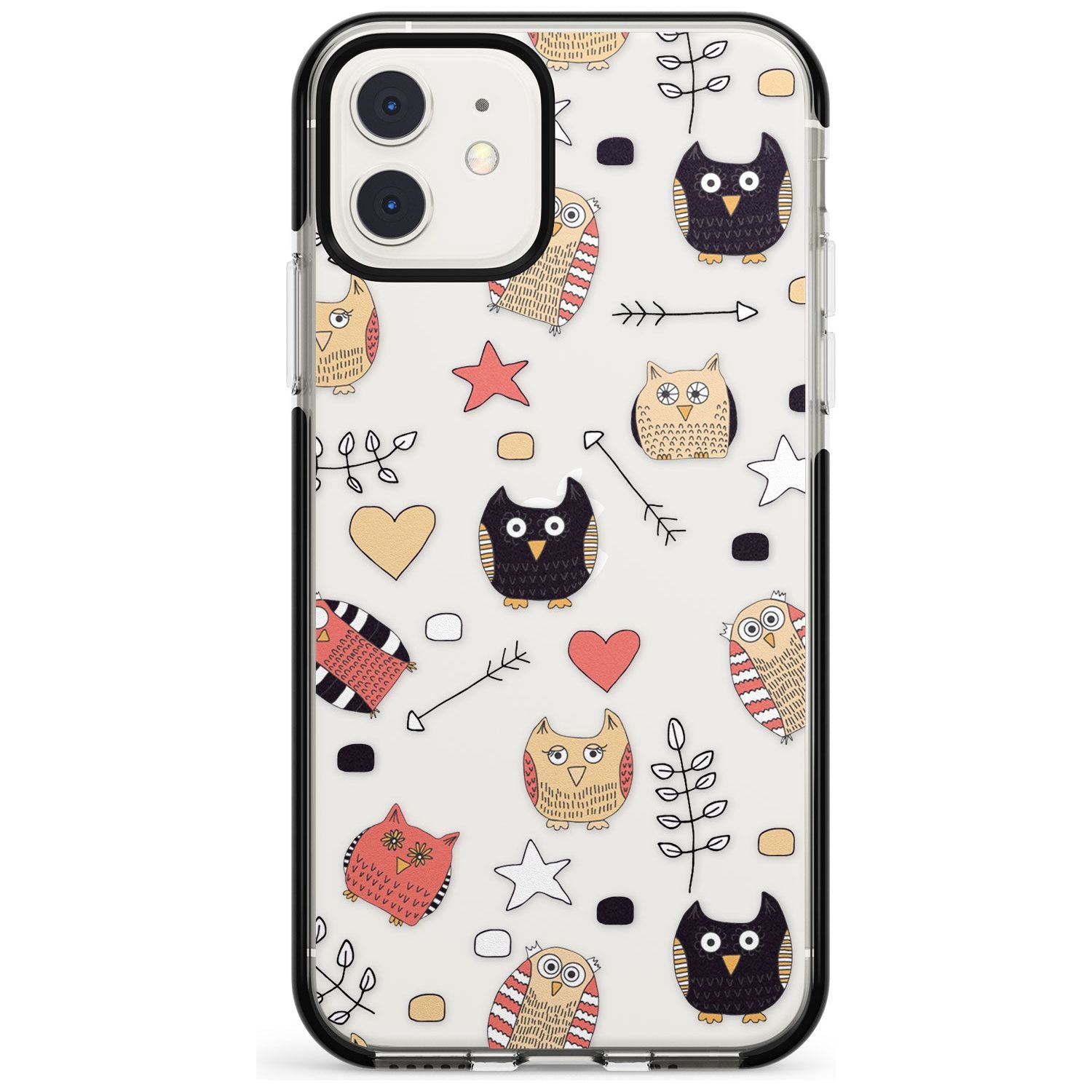 Cute Owl Pattern Black Impact Phone Case for iPhone 11 Pro Max
