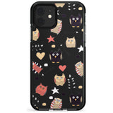 Cute Owl Pattern Black Impact Phone Case for iPhone 11 Pro Max