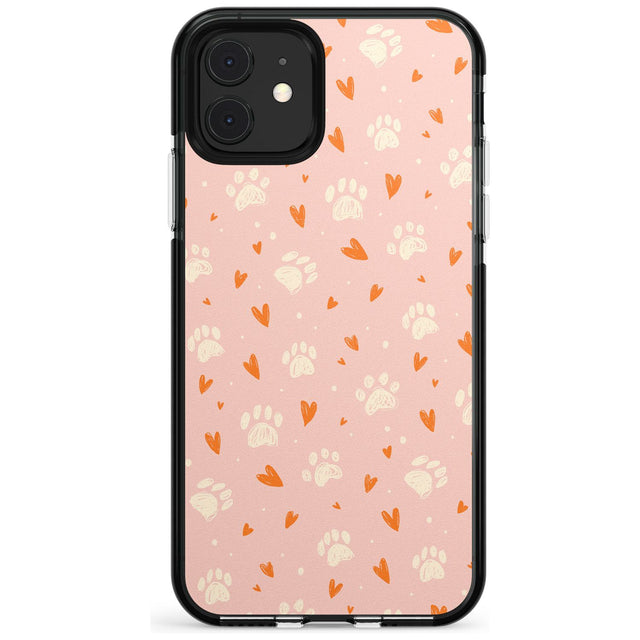 Paws & Hearts Pattern Pink Fade Impact Phone Case for iPhone 11 Pro Max