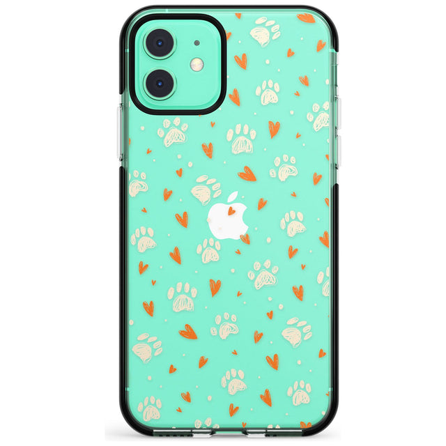 Paws & Hearts Pattern (Clear) Pink Fade Impact Phone Case for iPhone 11 Pro Max