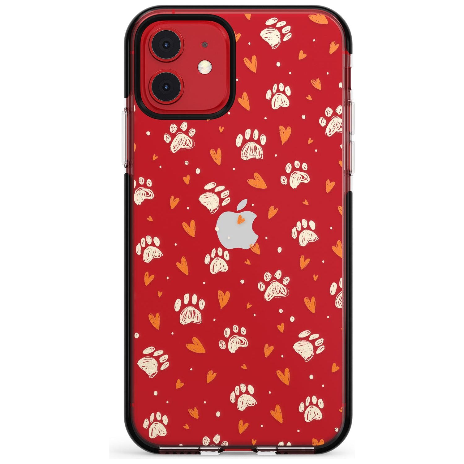 Paws & Hearts Pattern (Clear) Pink Fade Impact Phone Case for iPhone 11 Pro Max