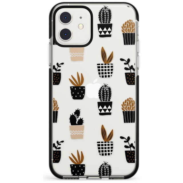 Large Mixed Plants Pattern - Clear Phone Case iPhone 11 / Black Impact Case,iPhone 12 Mini / Black Impact Case Blanc Space