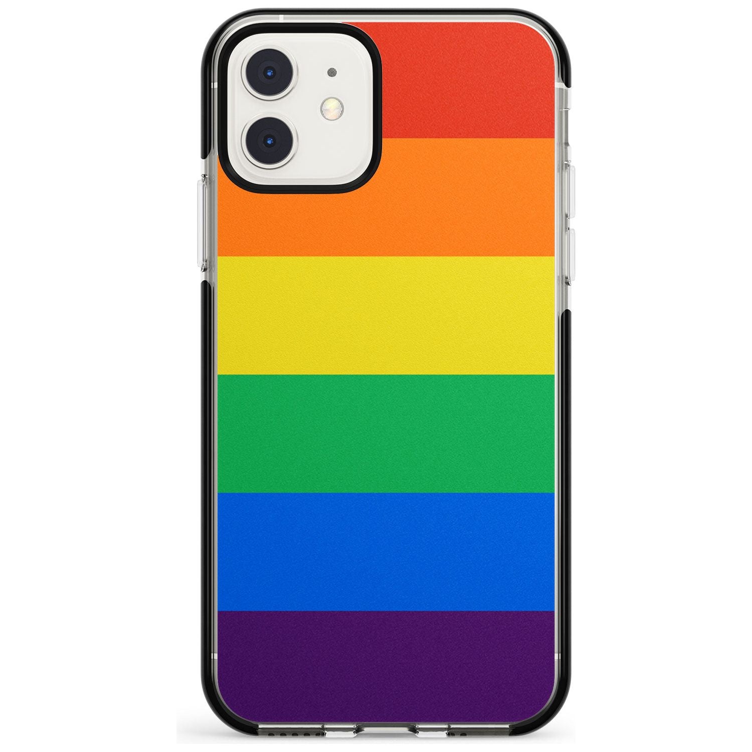 Rainbow Stripes Black Impact Phone Case for iPhone 11