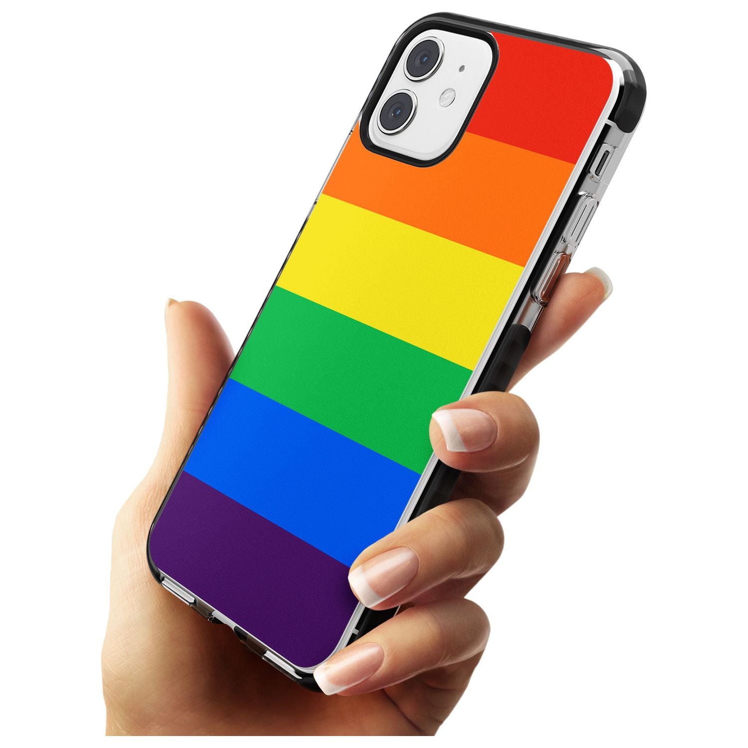 Rainbow Stripes Black Impact Phone Case for iPhone 11