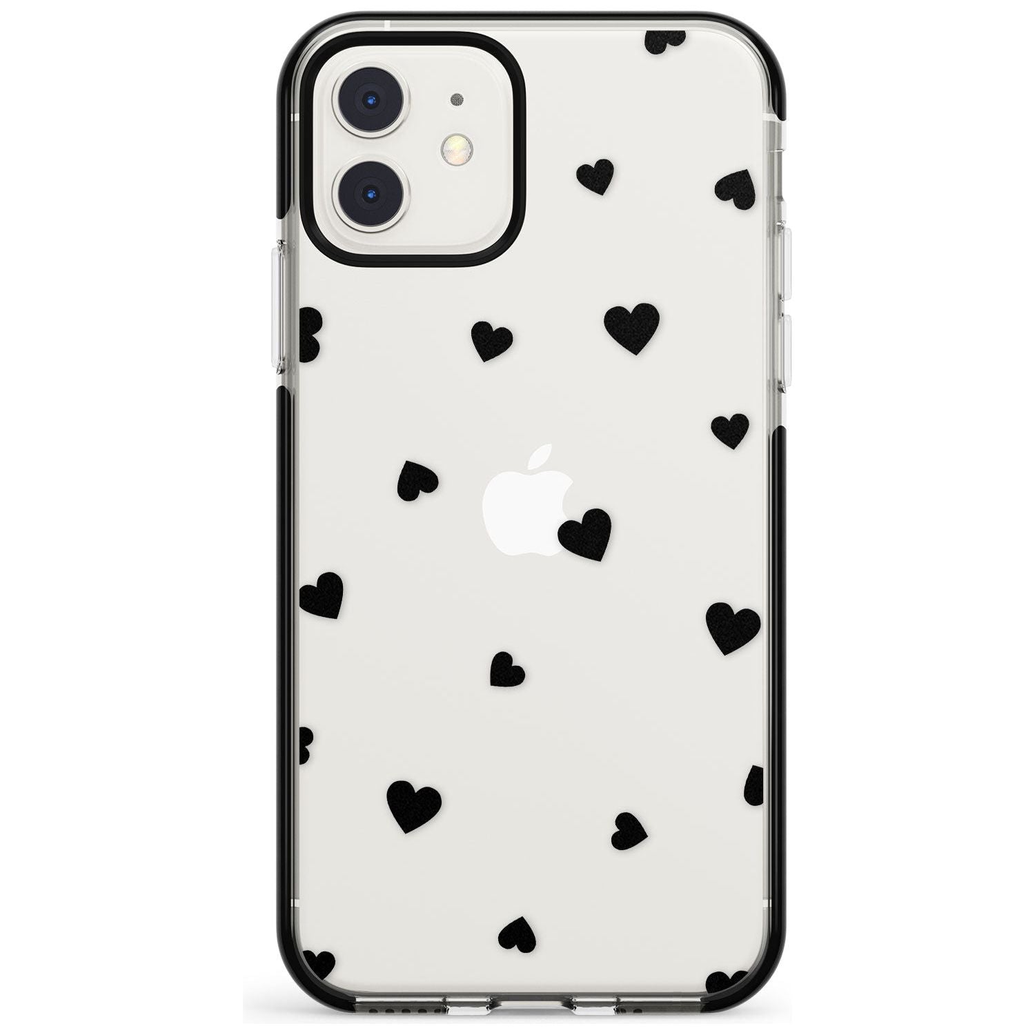 Black Hearts Pattern Black Impact Phone Case for iPhone 11