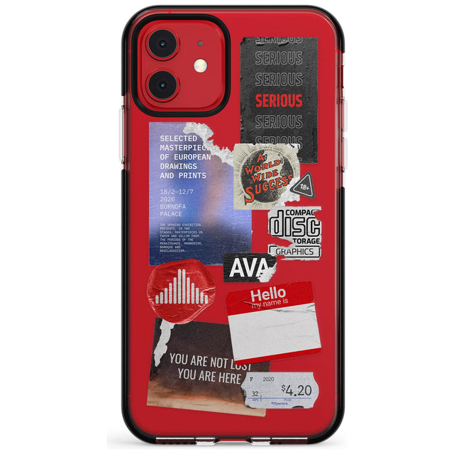 Red & Black Sticker Mix Pink Fade Impact Phone Case for iPhone 11 Pro Max