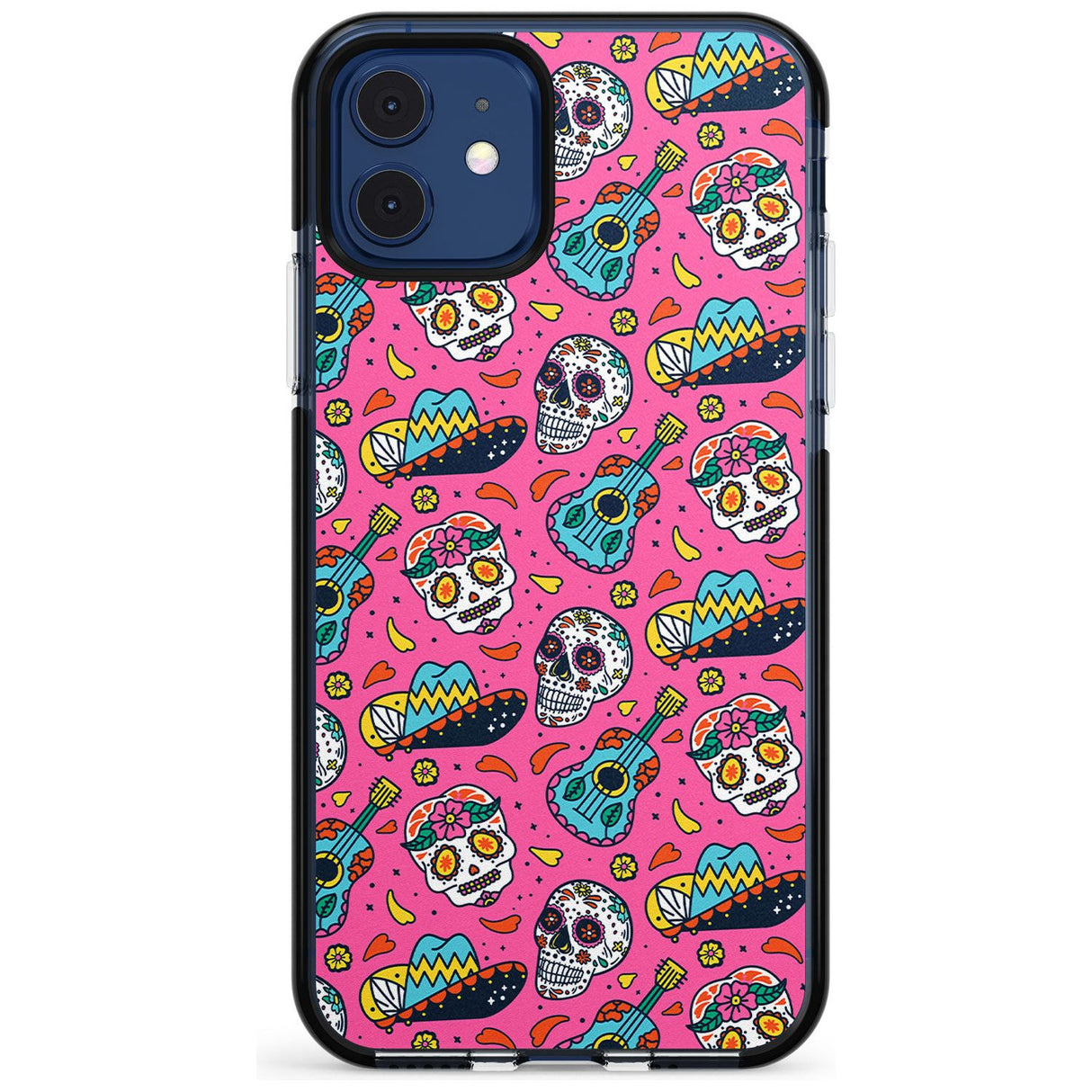 Pink Day of The Dead Pattern Black Impact Phone Case for iPhone 11 Pro Max