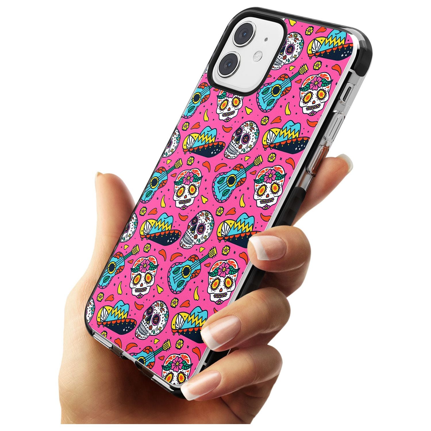 Pink Day of The Dead Pattern Black Impact Phone Case for iPhone 11 Pro Max