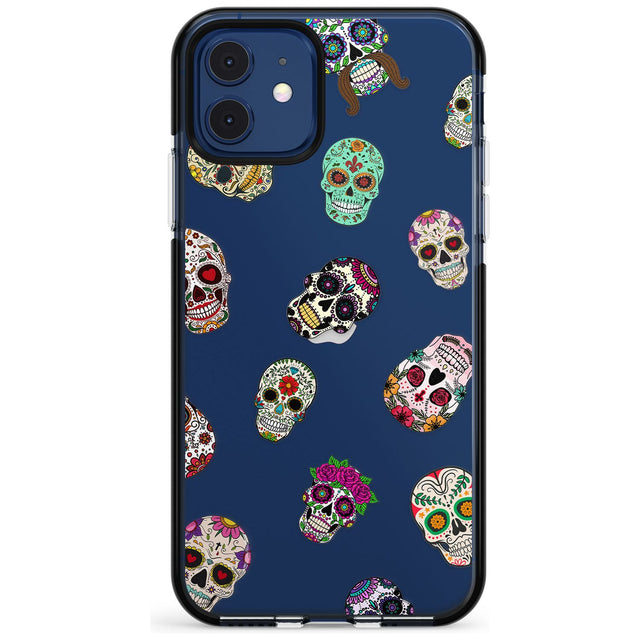 Mixed Sugar Skull Pattern Black Impact Phone Case for iPhone 11 Pro Max