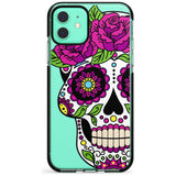 Purple Floral Sugar Skull Black Impact Phone Case for iPhone 11 Pro Max