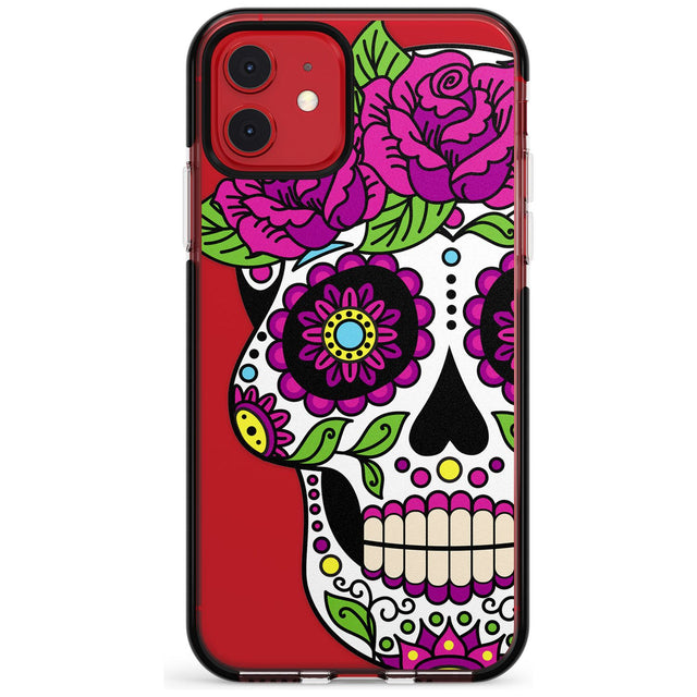 Purple Floral Sugar Skull Black Impact Phone Case for iPhone 11 Pro Max