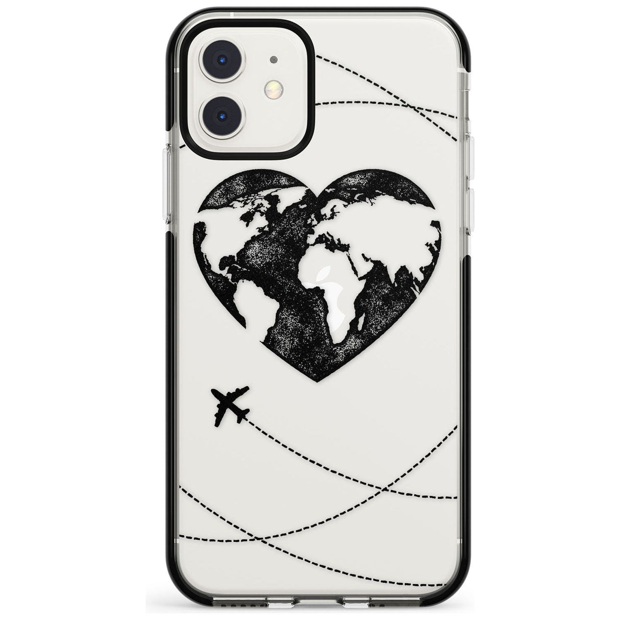 Globe Heart iPhone Case  Black Impact Phone Case - Case Warehouse