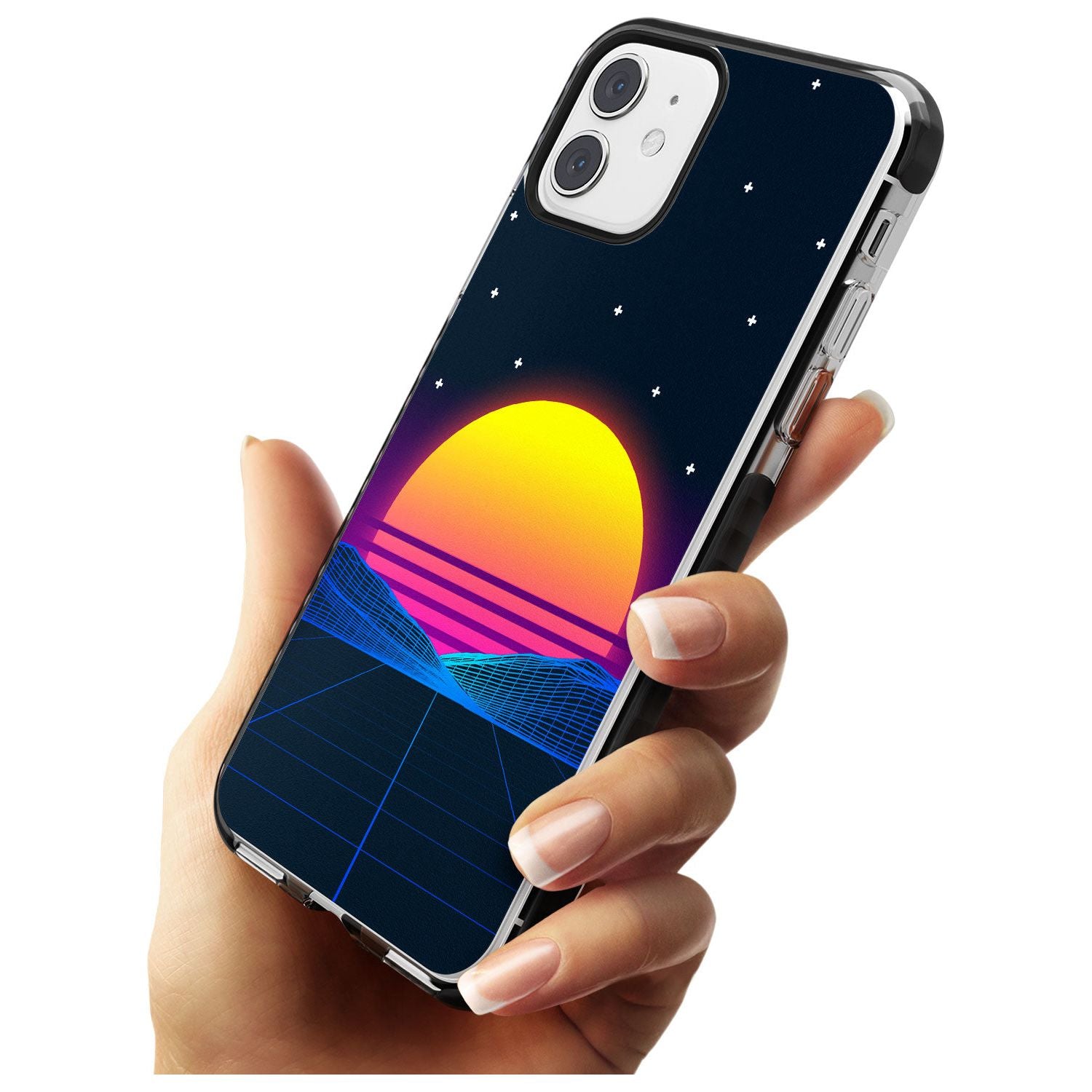 Retro Sunset Vaporwave Black Impact Phone Case for iPhone 11 Pro Max