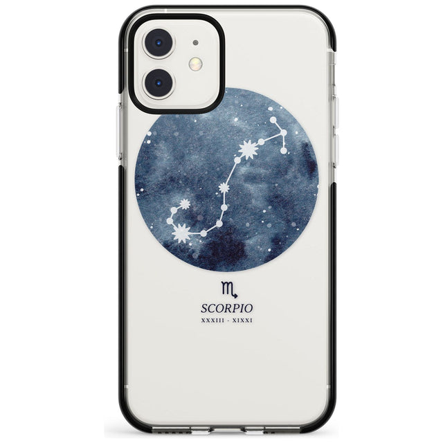 Scorpio Zodiac Transparent Design - Blue Black Impact Phone Case for iPhone 11