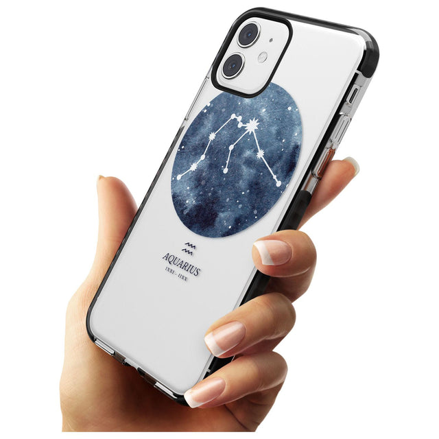 Aquarius Zodiac Transparent Design - Blue Black Impact Phone Case for iPhone 11