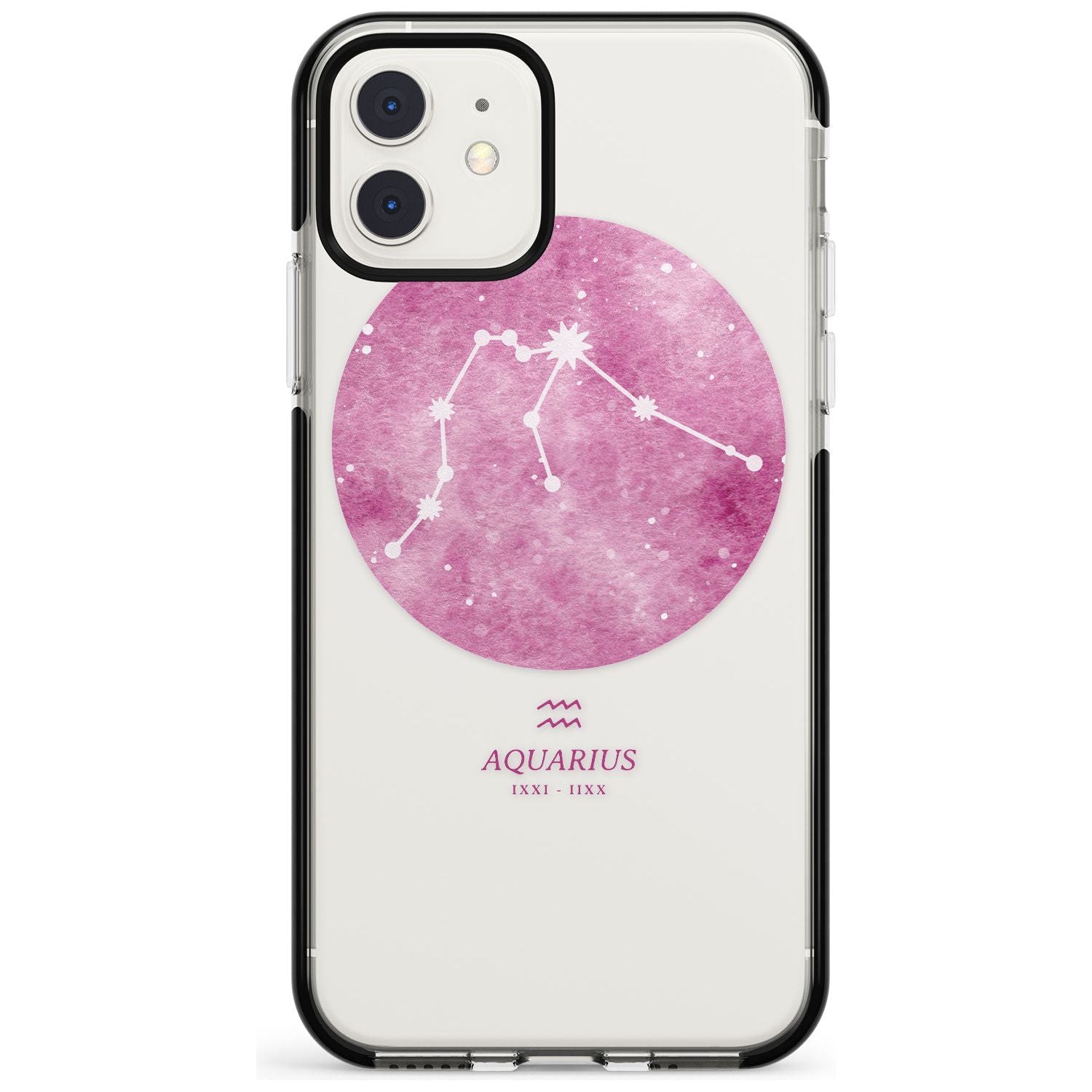 Aquarius Zodiac Transparent Design - Pink Black Impact Phone Case for iPhone 11